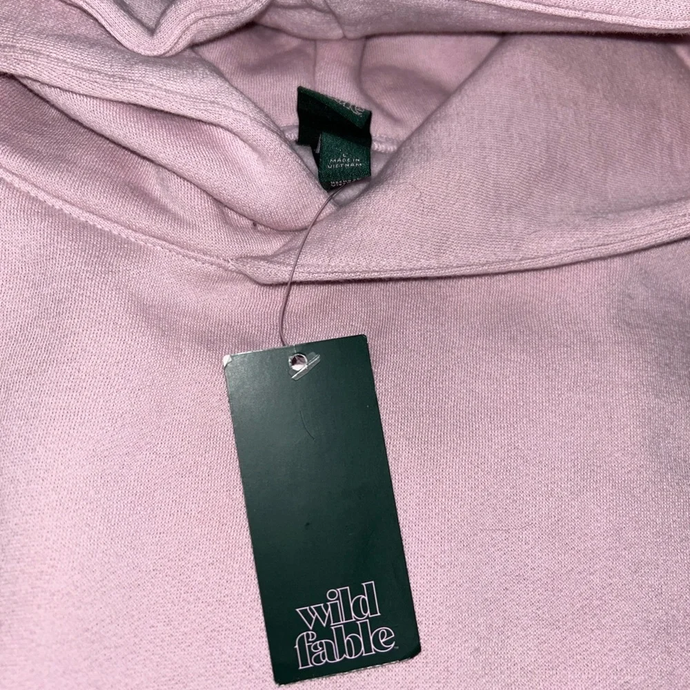 NWT, Large - Women's Oversized Hooded Pullover Sweatshirt, Pink “girl intuition” - Picture 6 of 7